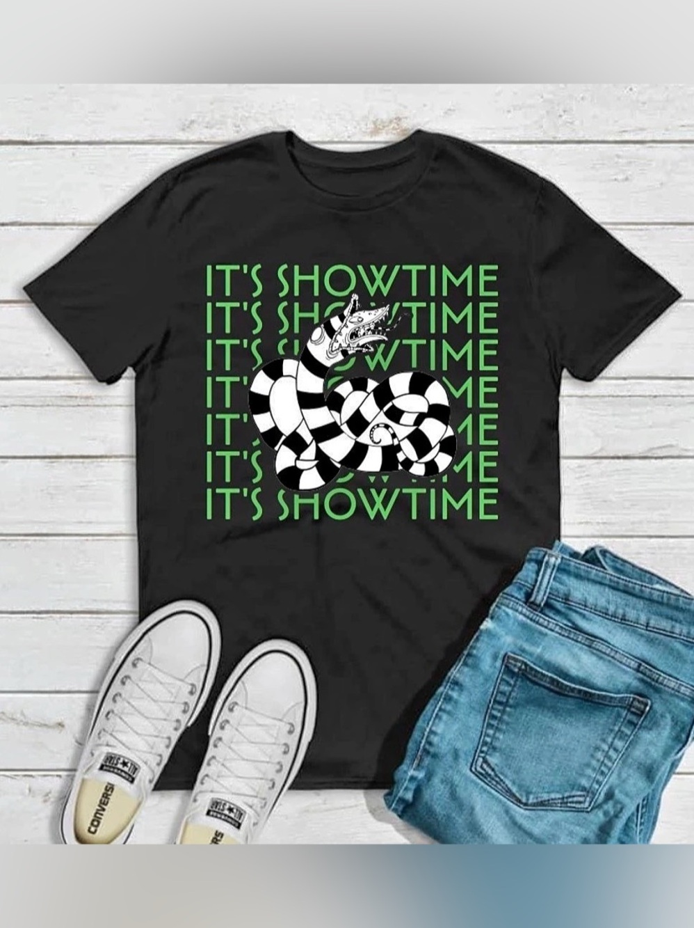 It’s showtime Beetlejuice t-shirt unisex